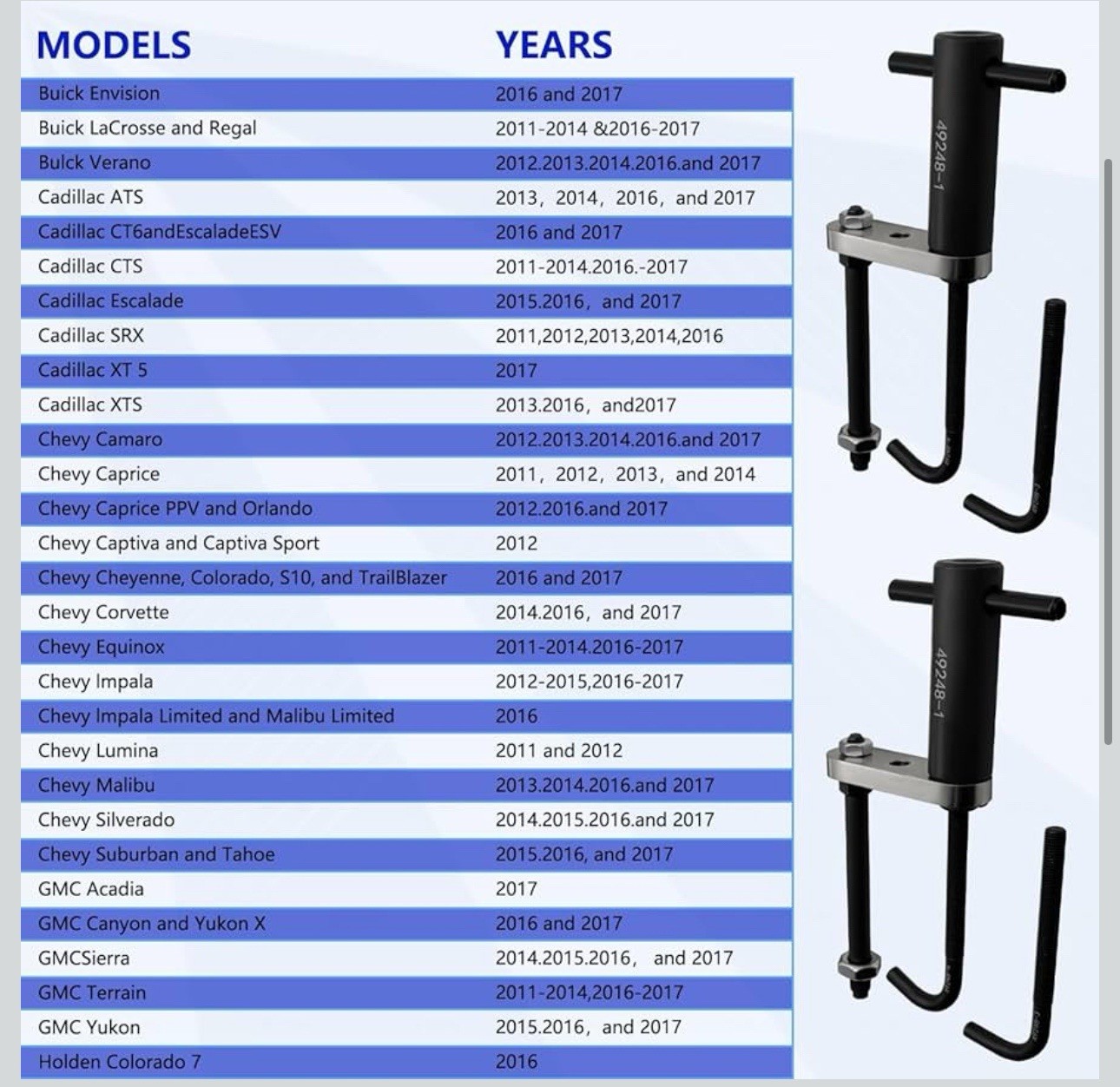 Fuel Injector Rail Assembly Remover Tool GM245 Fuel Injector Seals Read Descrip.
