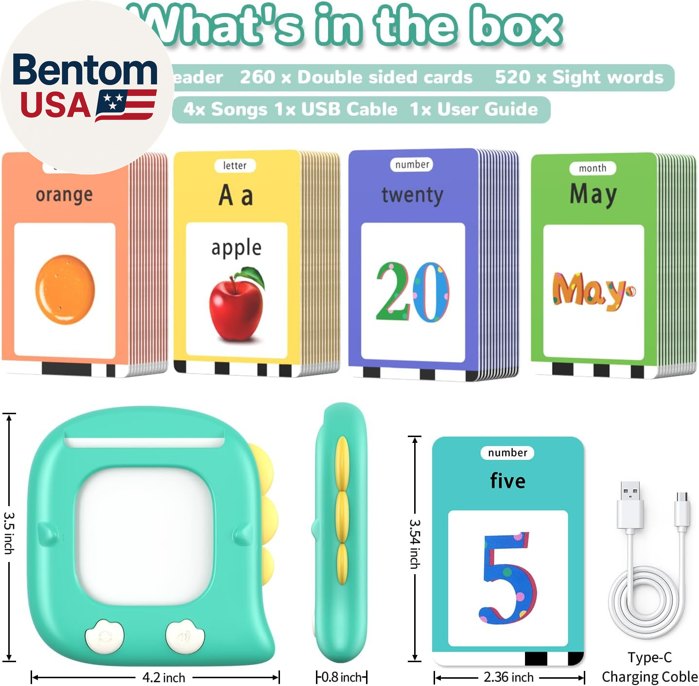 Kidzdo Talking Flashcards for Toddlers 1 2 3 4 5 6 Years Old, 520 English Sight