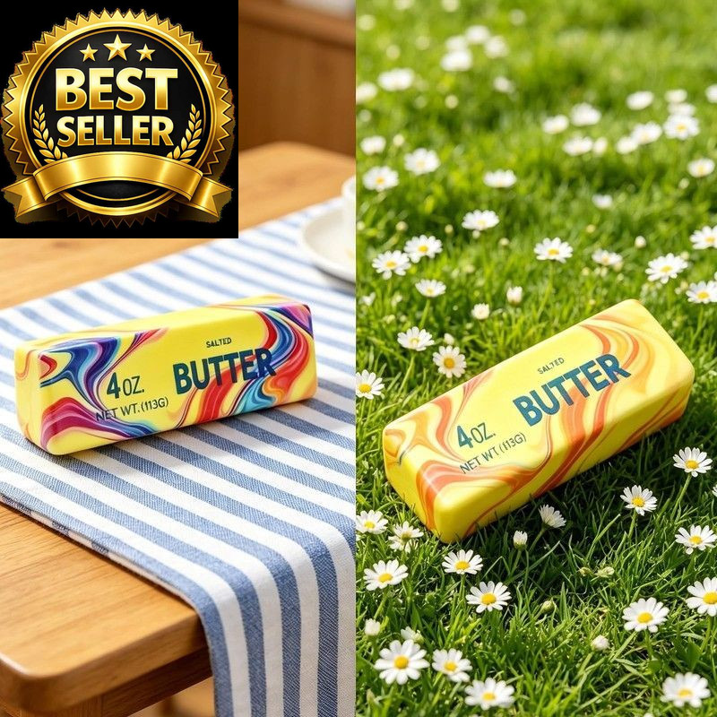 Butter Stick Fidget Toy, Slow Rebound Cute Squeeze Colourful-2pcs-a
