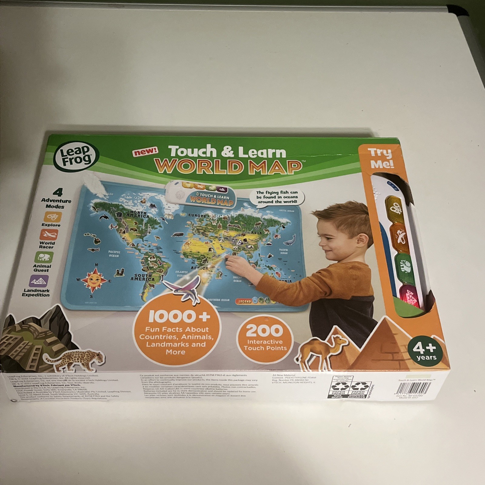 LeapFrog Touch & Learn World Map Featuring Animals & Landmarks Explore. Ages 4+