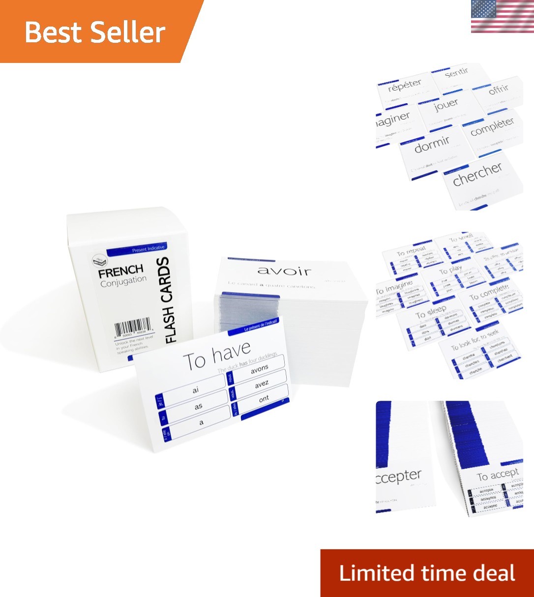 Present Tense French Verb Flash Cards – 200 Essential Verbs for Language Mastery