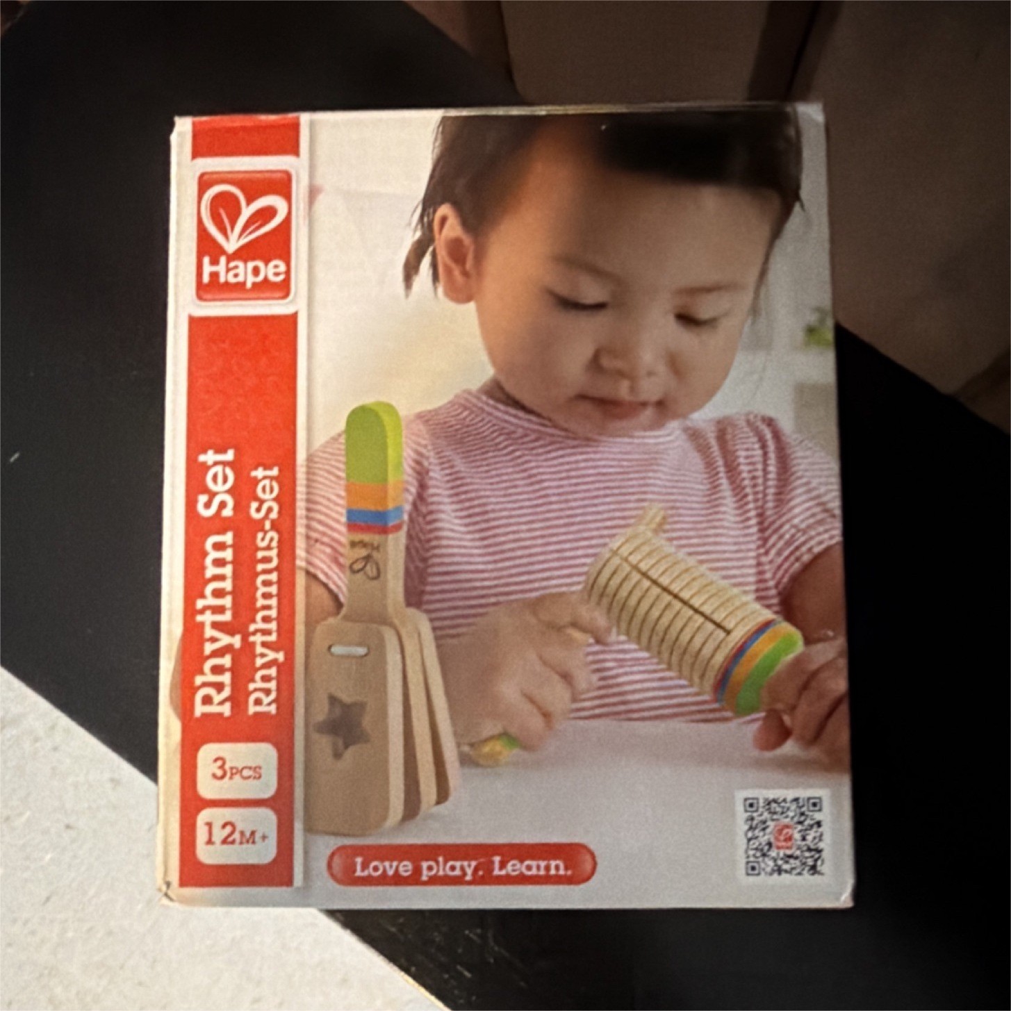 Hape Rhythm Set Wooden Musical Instruments 3pc Toy Set 12M+ E0301