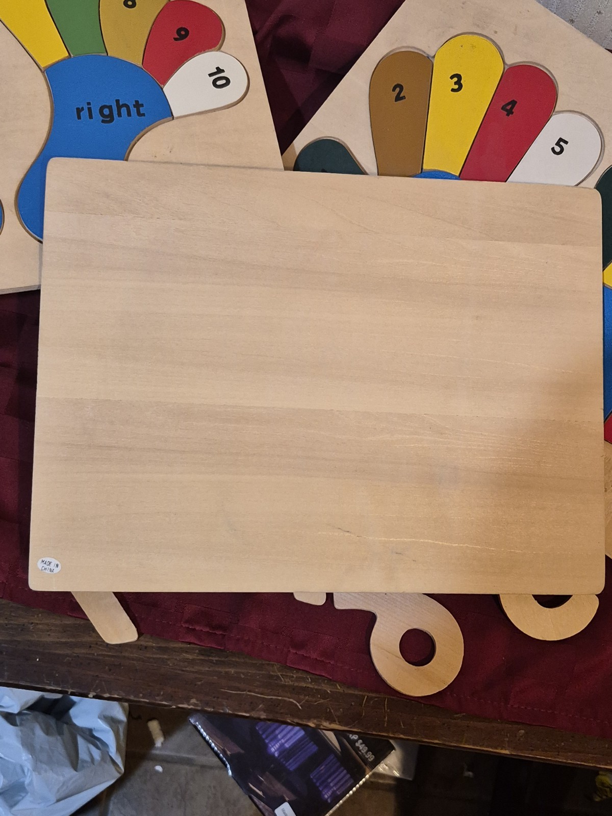 Vintage Wooden Toddler Puzzle Lot – 0-9 Numbers & Left Right Hand Foot Counting