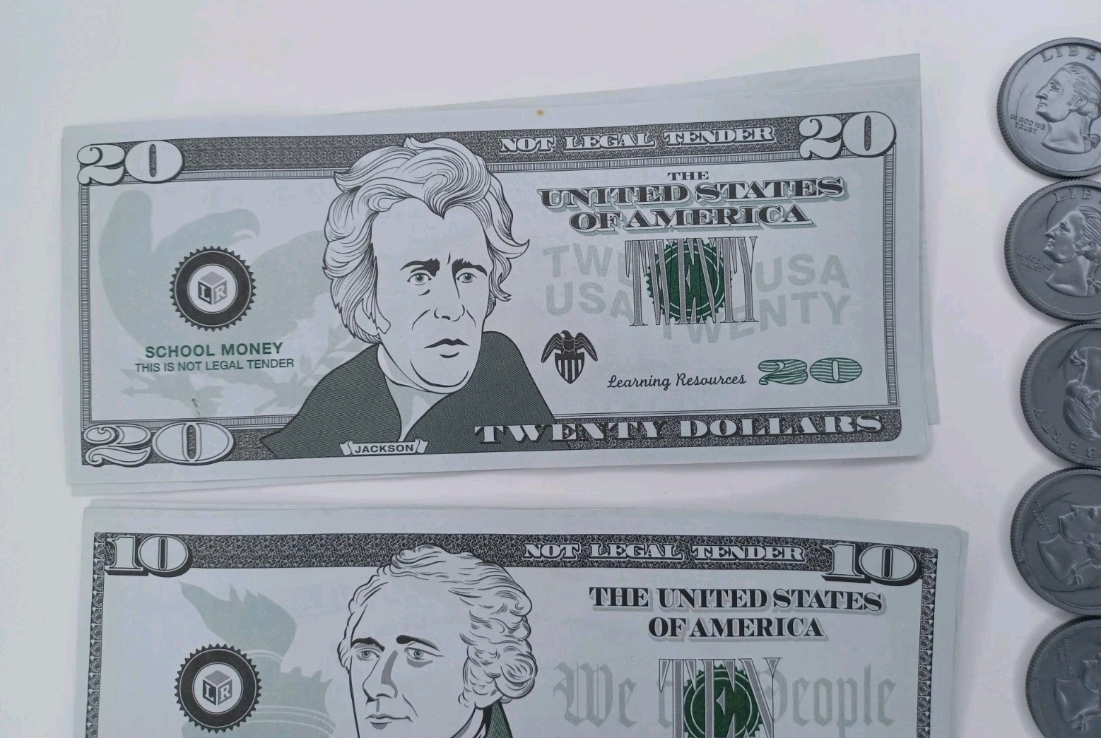 Play Money Paper Bills 4 Denominations & Coins Lot