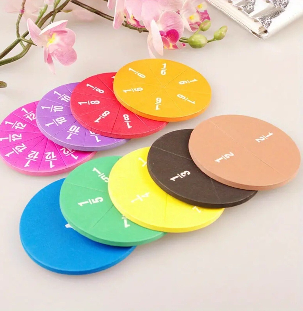 51pcs Montessori Math Fractions Learning Aid Circular Tool Colorful Tool