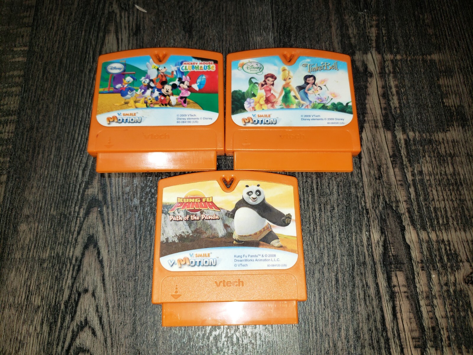 LOT OF 3 GAMES VTECH VSMILE VMOTION Tinkerbell Mickey Mouse Kung Fu Panda