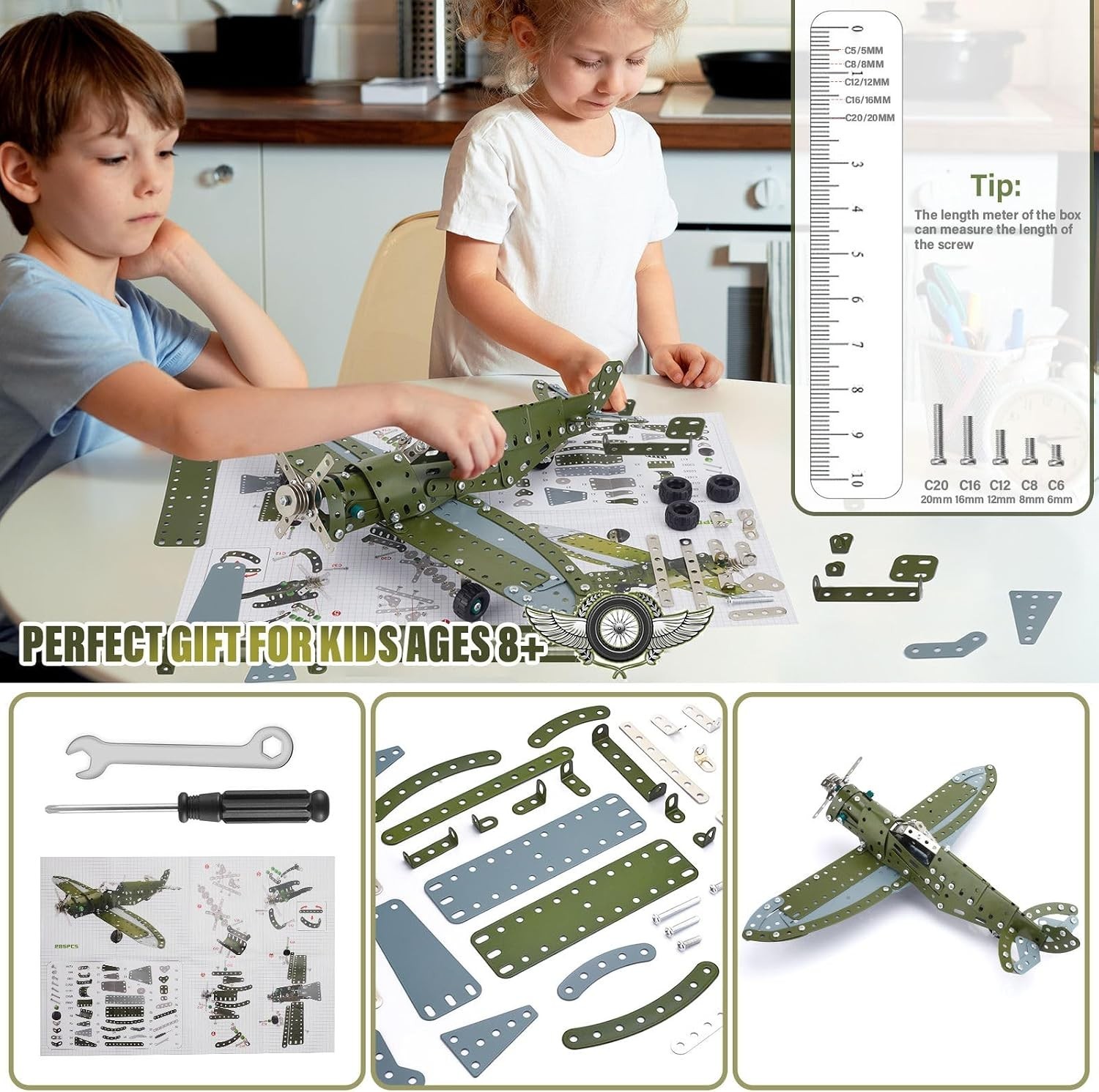 STEM Projects for Kids Ages 8-12 12-16, 258 Pieces Erector Sets Airplane Mode…