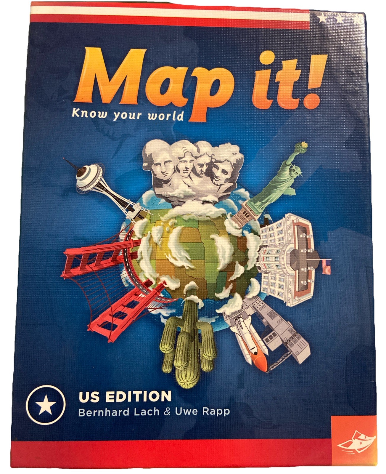 MAP IT Know Your World US Edition Card Game Landmarks Latitude Longitude New
