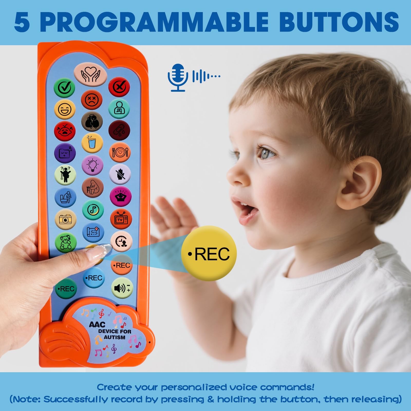 AAC Device for Autism Communication Nonverbal Kids & Blue, Orange