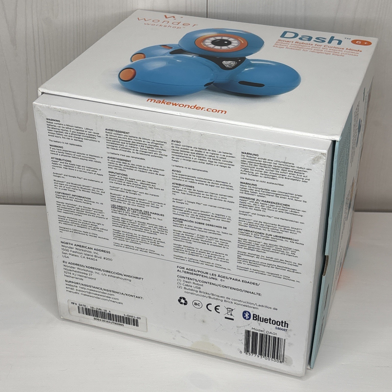 Wonder Workshop DA01 Dash Robot – Blue – Complete In Box – Excellent Condition!