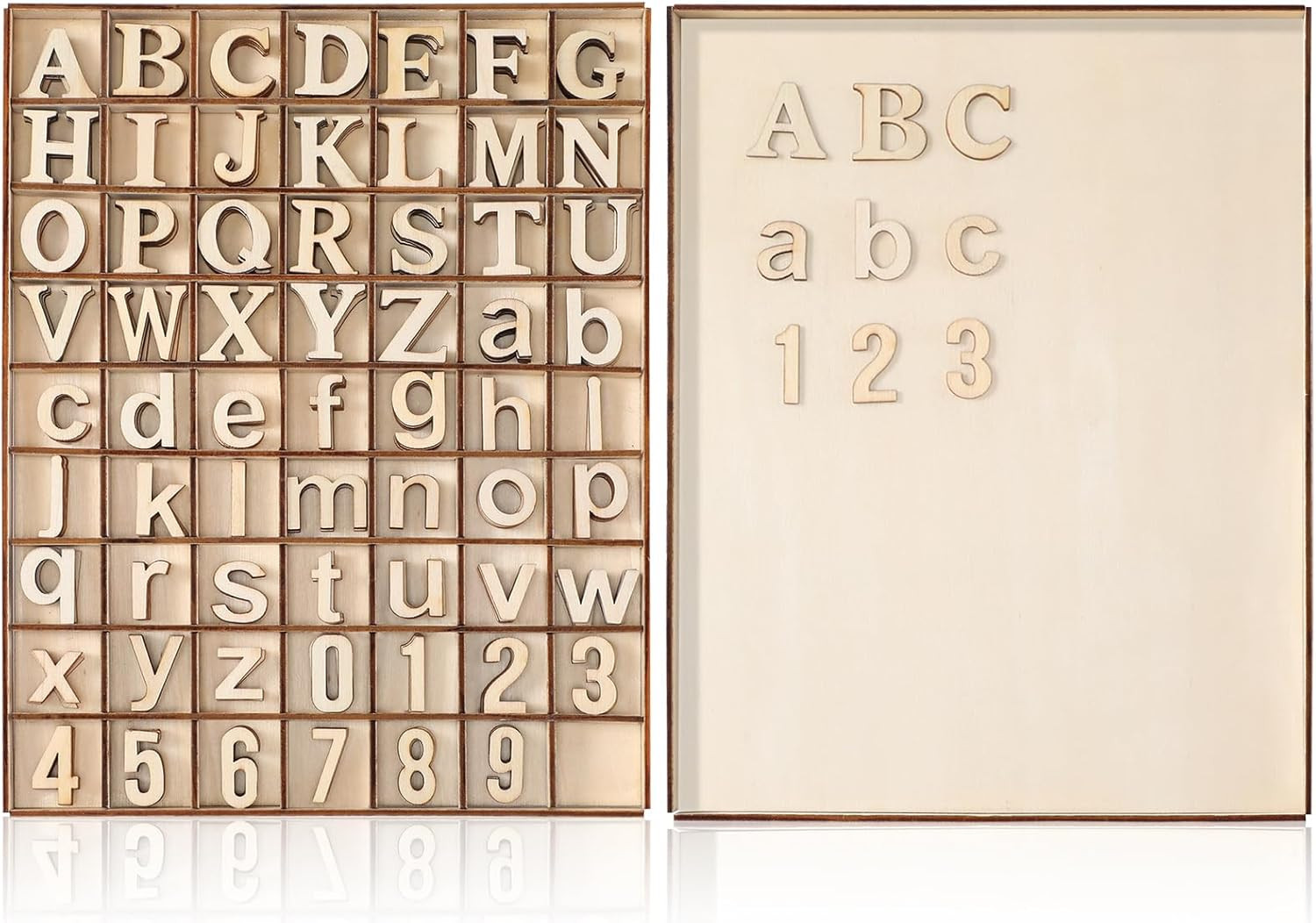 248 Pcs 1 Inch Wood Alphabet Letters Numbers with Storage Box Blank Unfinished W