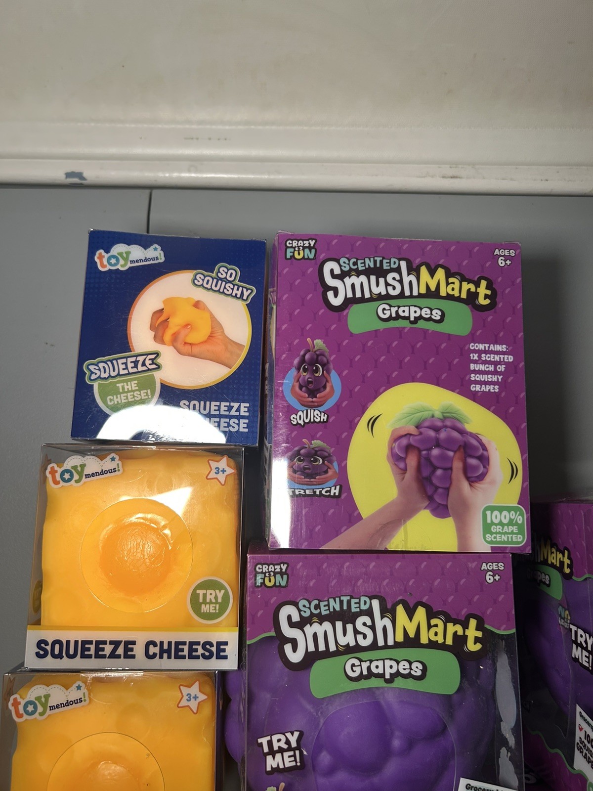 SmushMart Grape Squishy Scented Squeezy Toy Viral + Toymnedous Squeeze Cheese 10