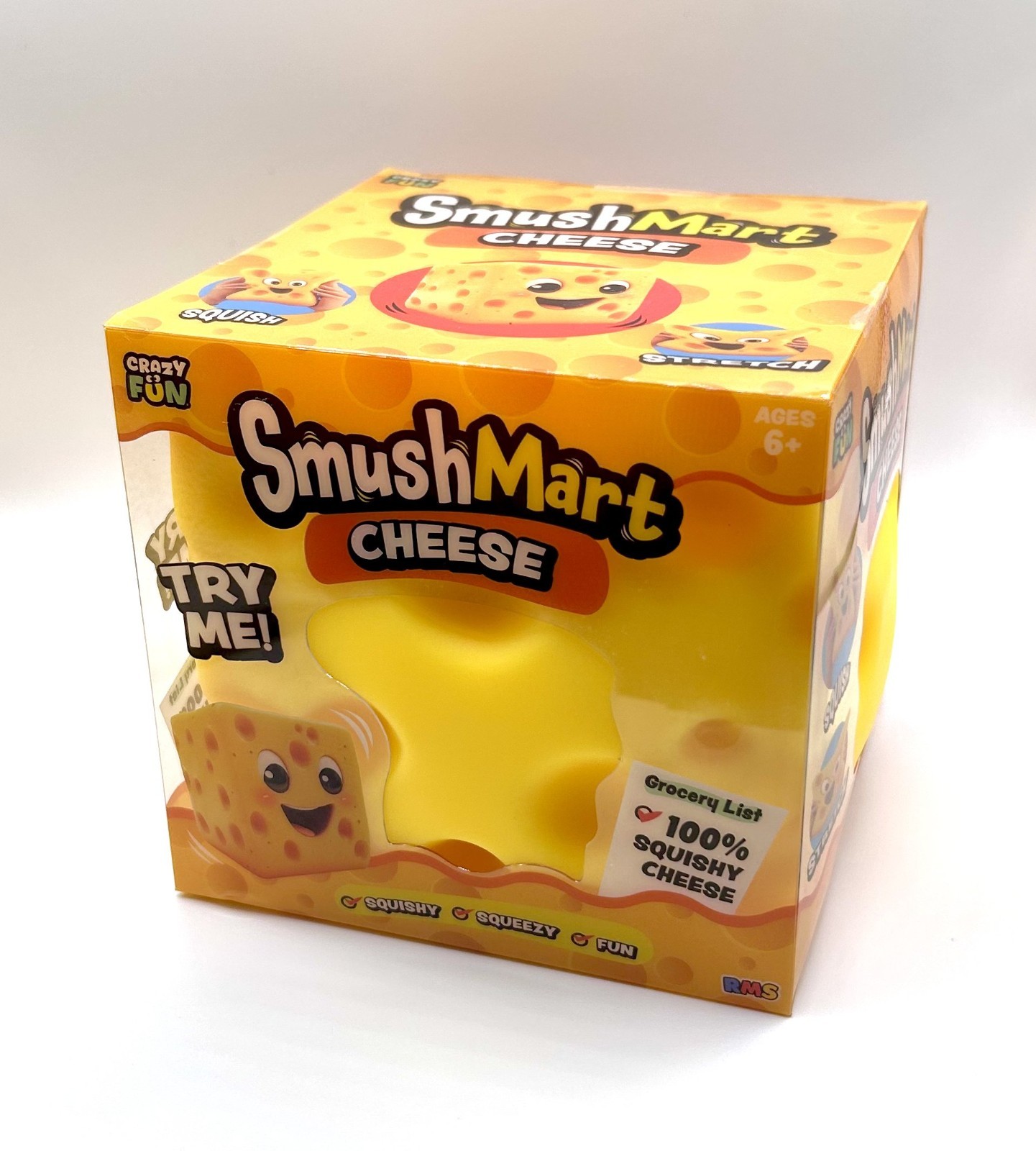 🧀 Smush Mart Cheese JUMBO VIRAL TikTok SQUISHY 6” RMS USA Crazy Fun Squeeeezy