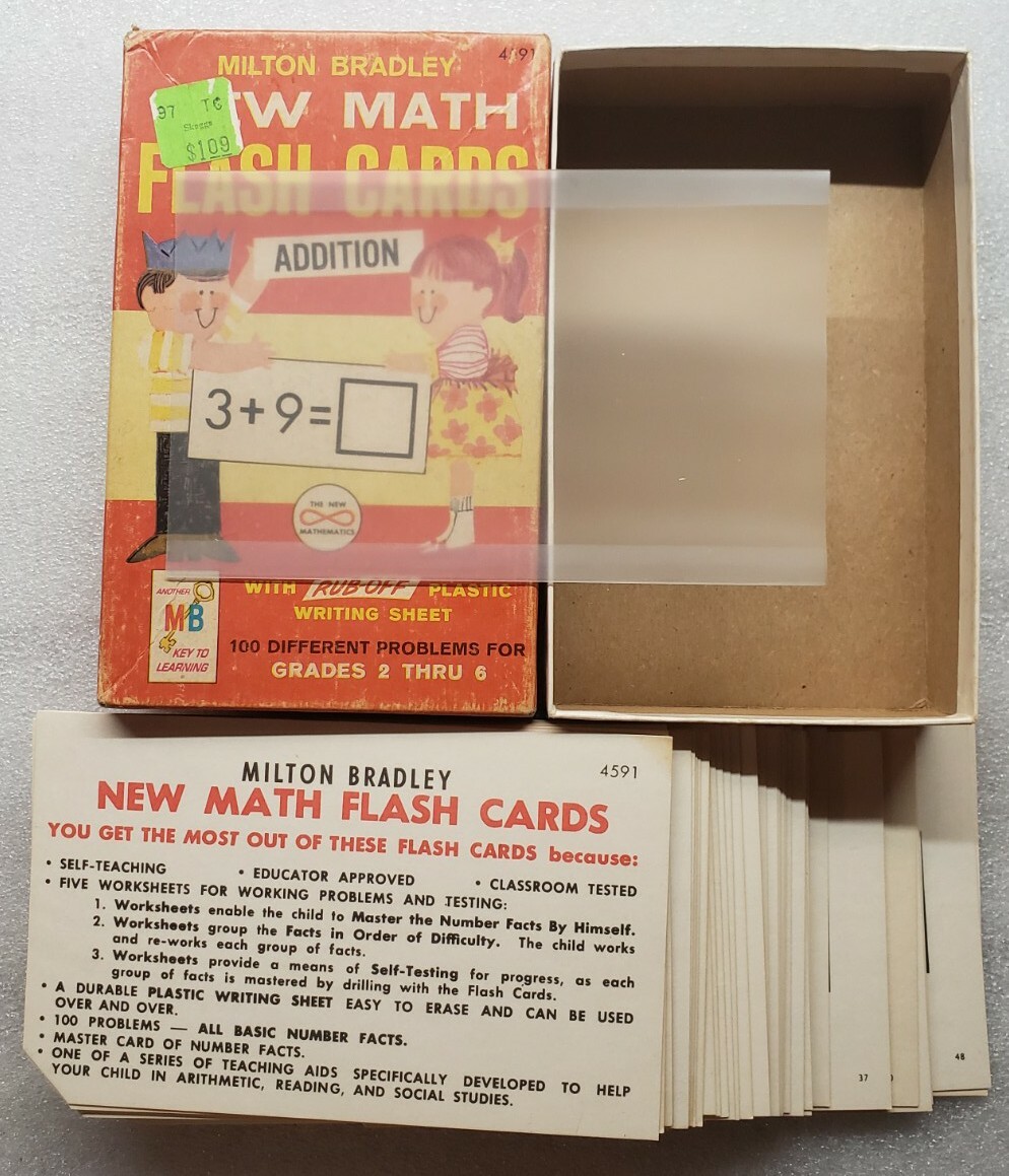 Milton Bradley: New Math Flash Cards With Rub-Off Plastic Writing Sheet Addition