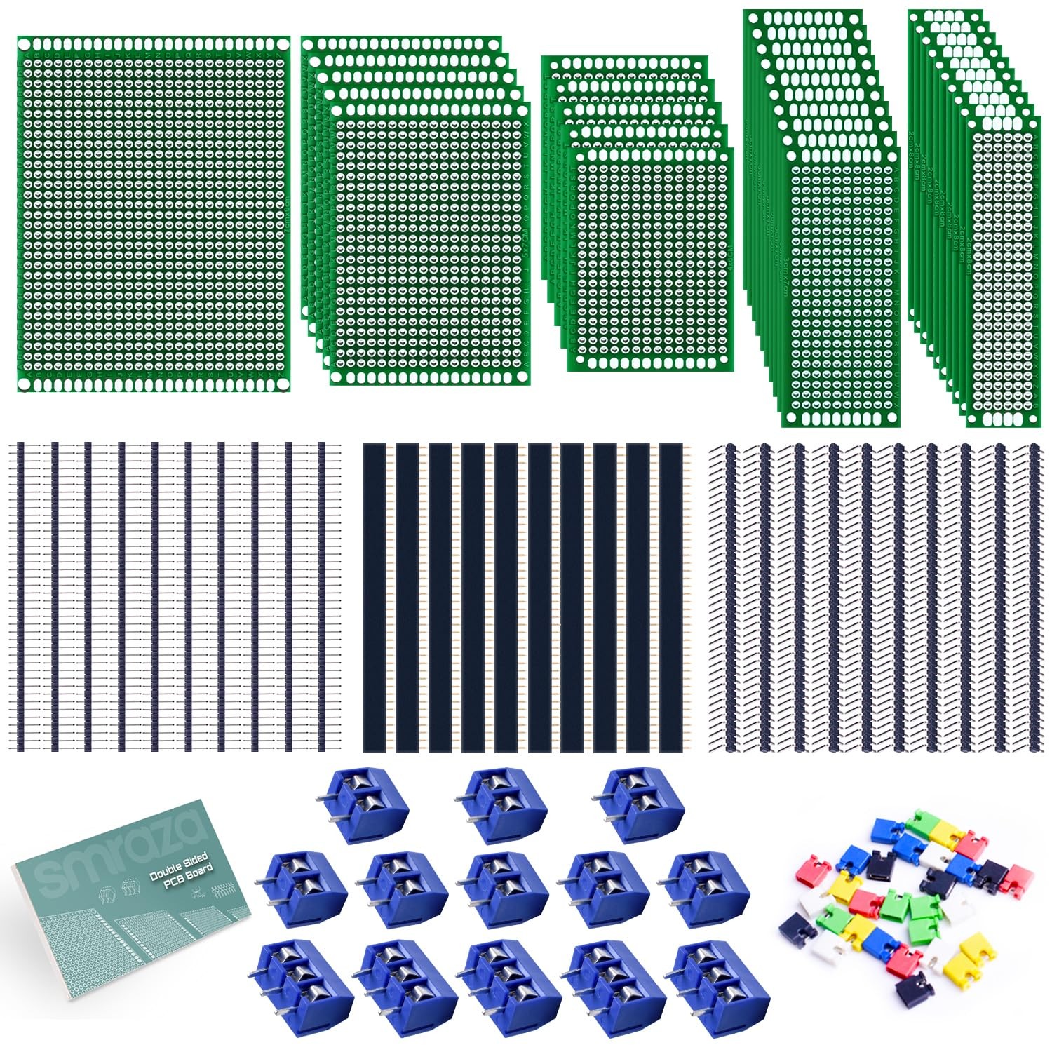 104pcs Double Sided PCB Board Kit, Prototype Boards for DIY Soldering and…
