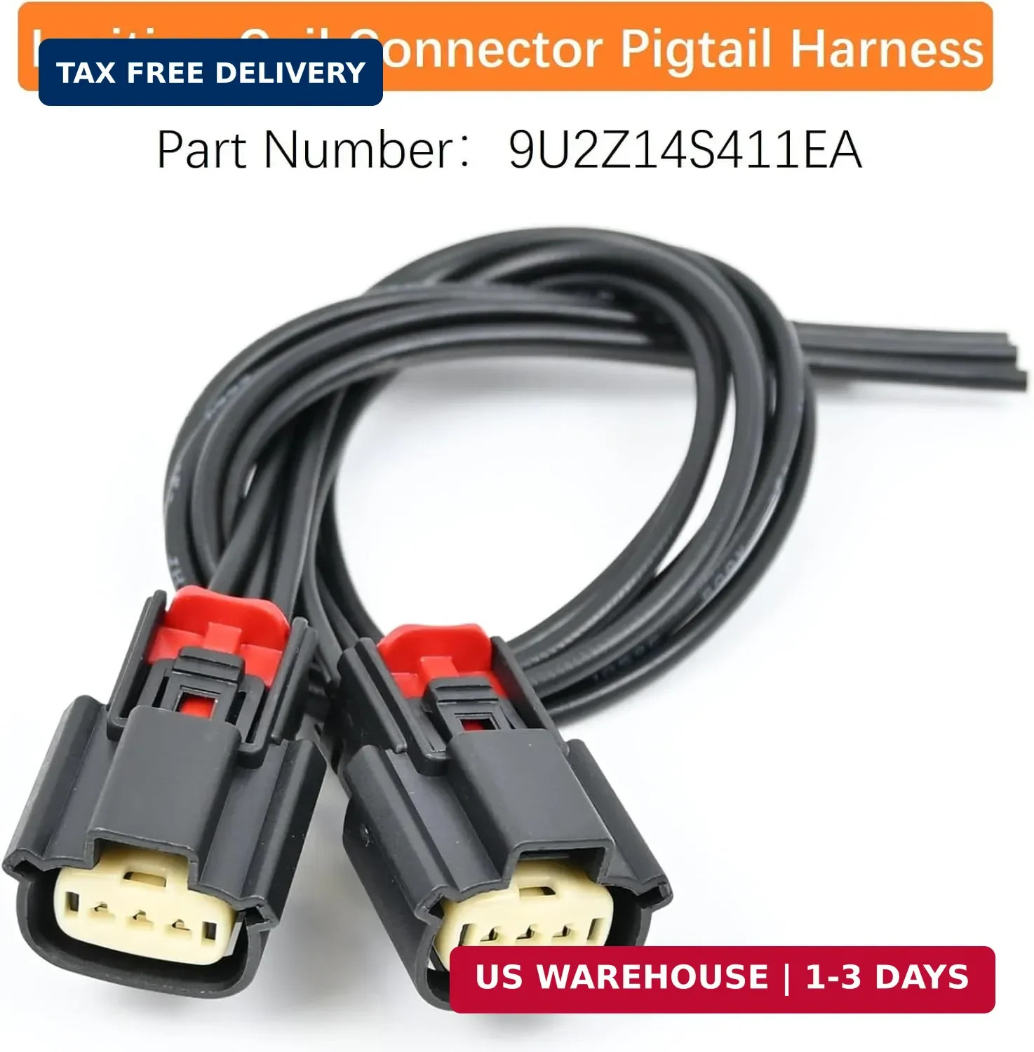 2Pcs Ignition Coil Connector Pigtail Harness 9U2Z14S411EA for Ford V6 V8 Flex fo