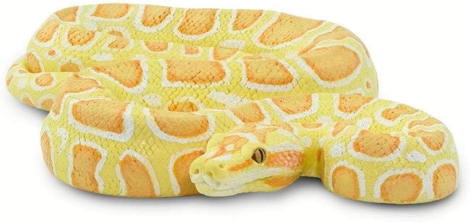 Albino Burmese Python Figurine – Lifelike 5.5″ Snake Figure Kids Educational Toy
