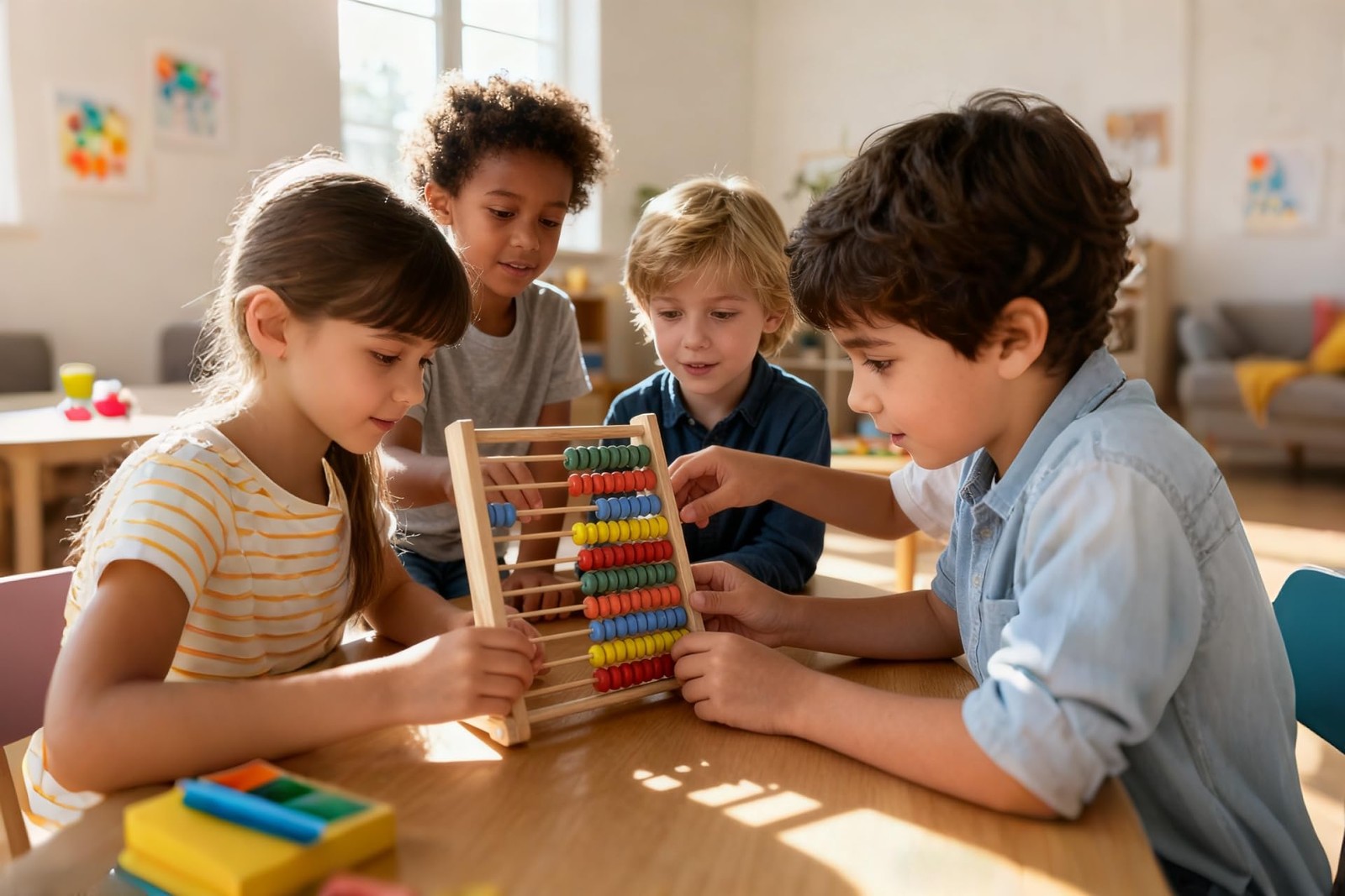 MAGIKON Wooden Counting Number Frame, 10 Rows Abacus for Learning Math 8Inch