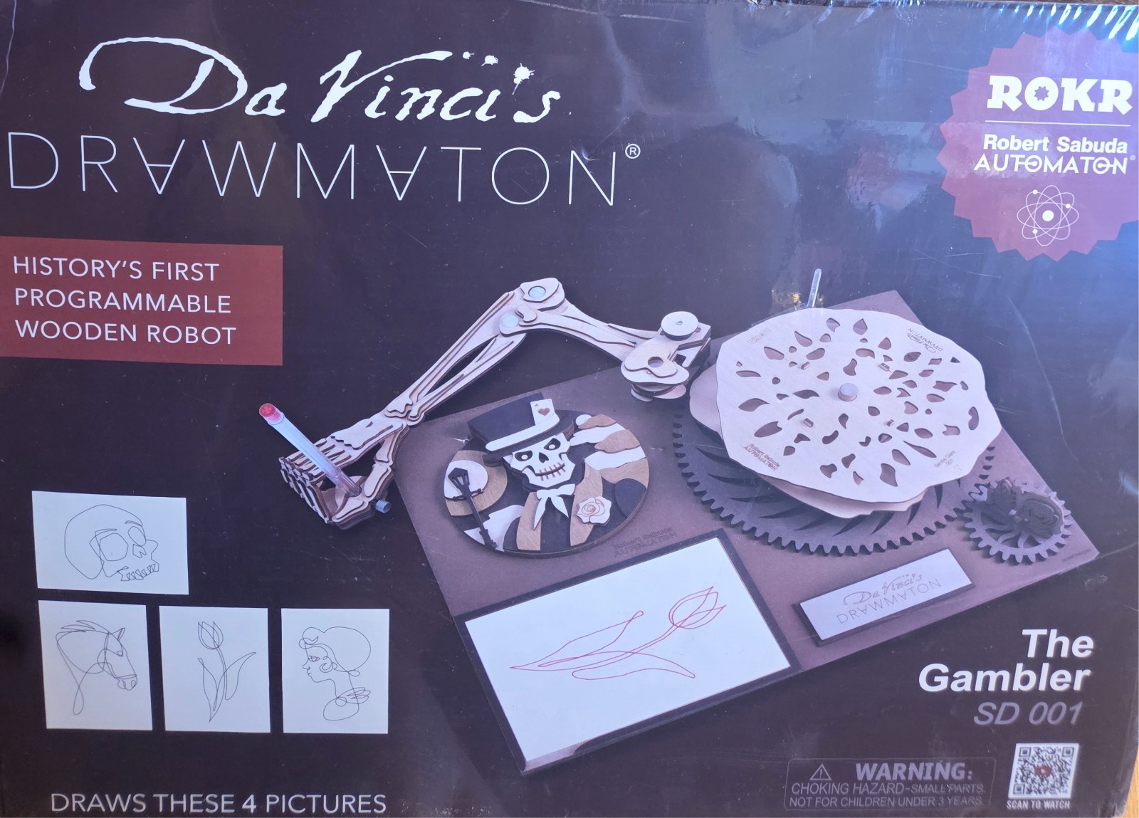 ROKR Da Vinci’s Drawmaton (The Gambler) Wooden Robot Robert Sabuda Automaton NEW