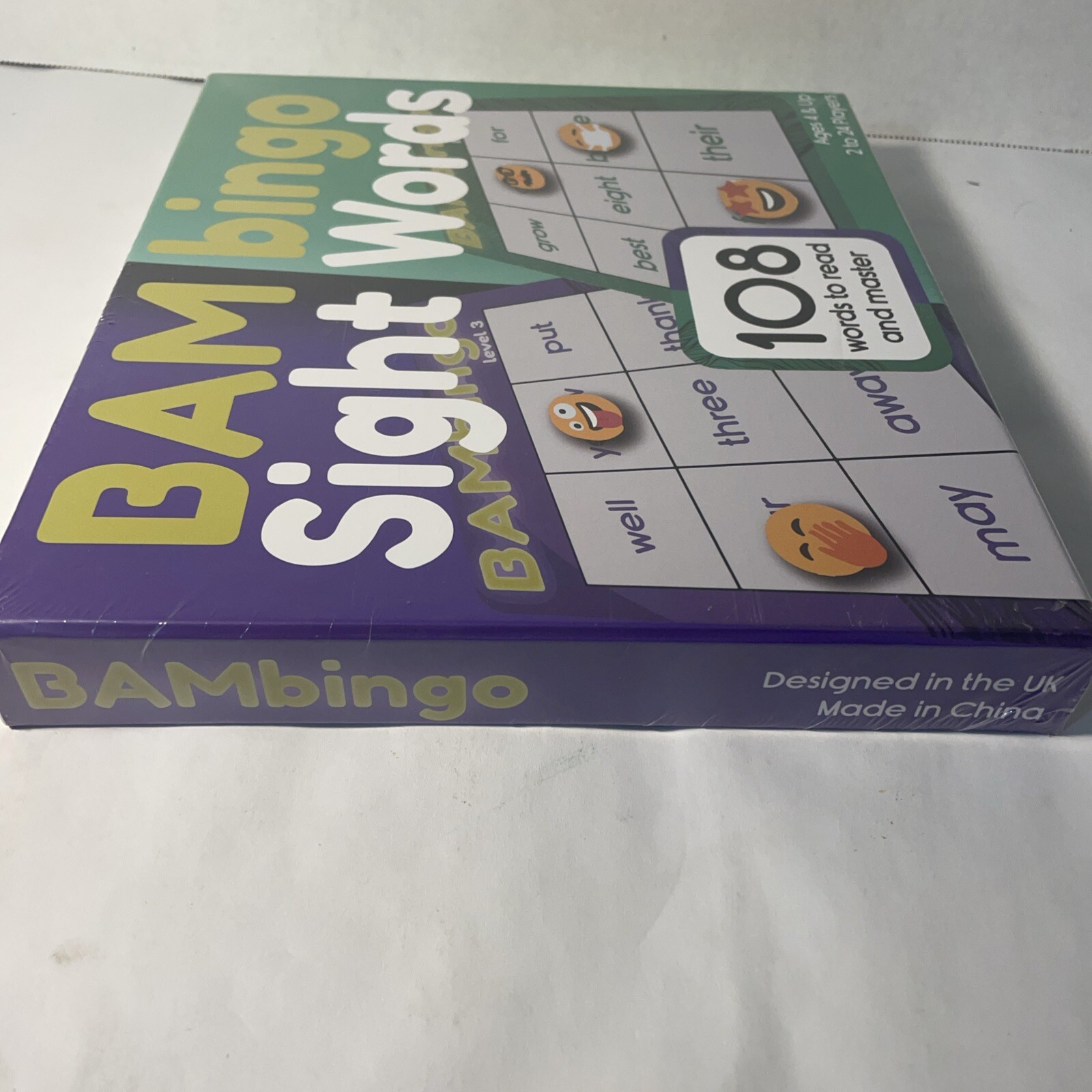 BAM Bingo Sight Words Game, Ages 5+, 2+ Players 108 Vocabulary Words Sealed
