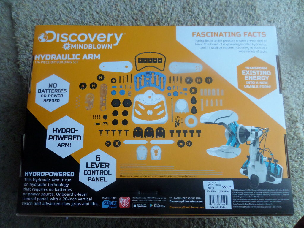 Discovery # Mindblown Kids 176 Piece Hydraulic 6 Lever Control Robotic Arm Toy