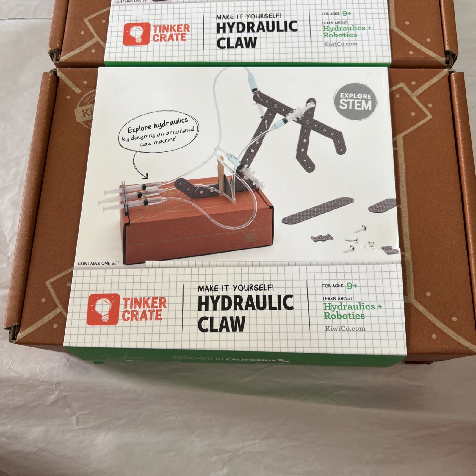 Lot of 2 Kiwi Co Tinker Crates Hydraulic Claw and Paper Circuit Home School STEM