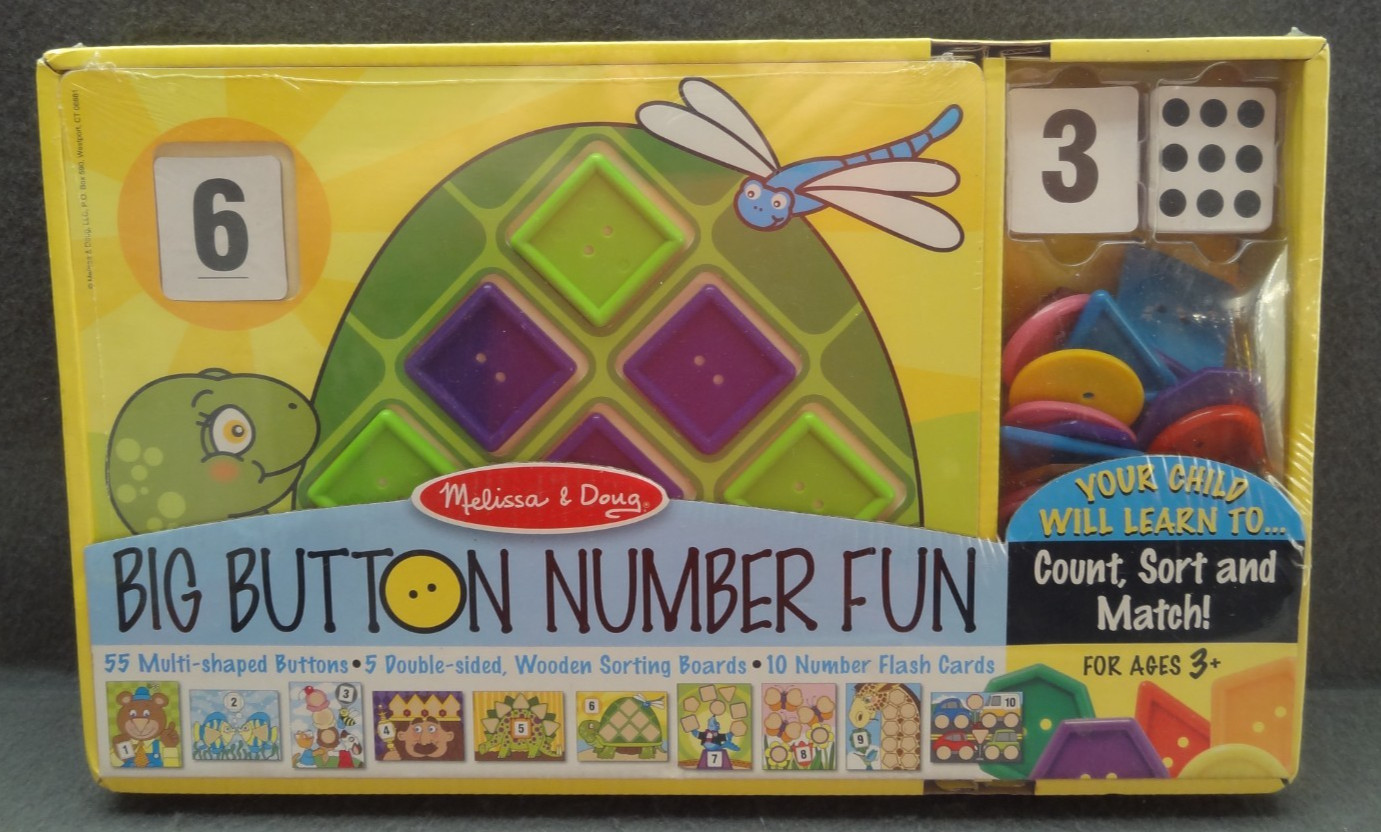 NEW Melissa & Doug Big Button Number Fun Play Set Count Sort Match Games 4319
