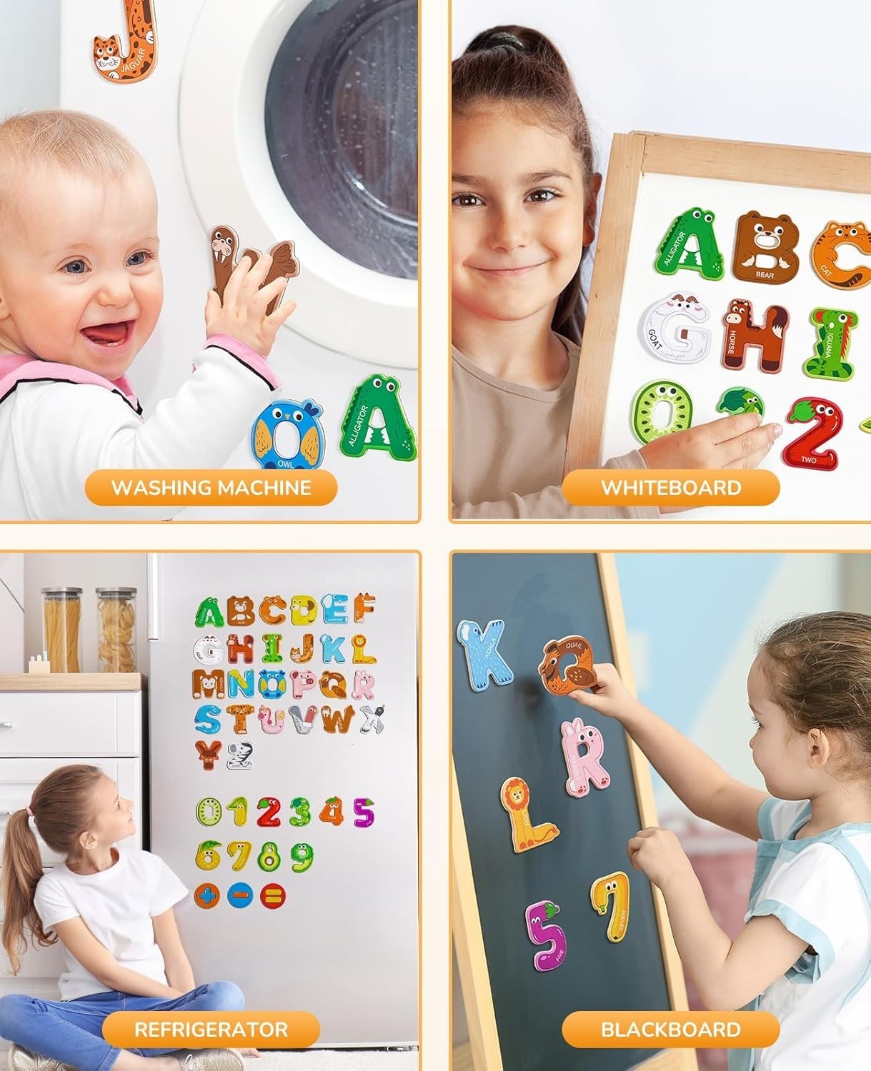 Engaging Magnetic Letter & Number Set with Animal Illustrations for Ages 2-5