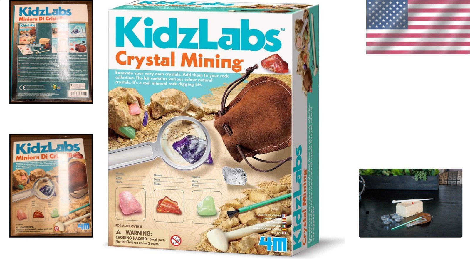 KidzLabs Crystal Mining Kit DIY Science Dig Gemstones Ages 5+ Educational STE…