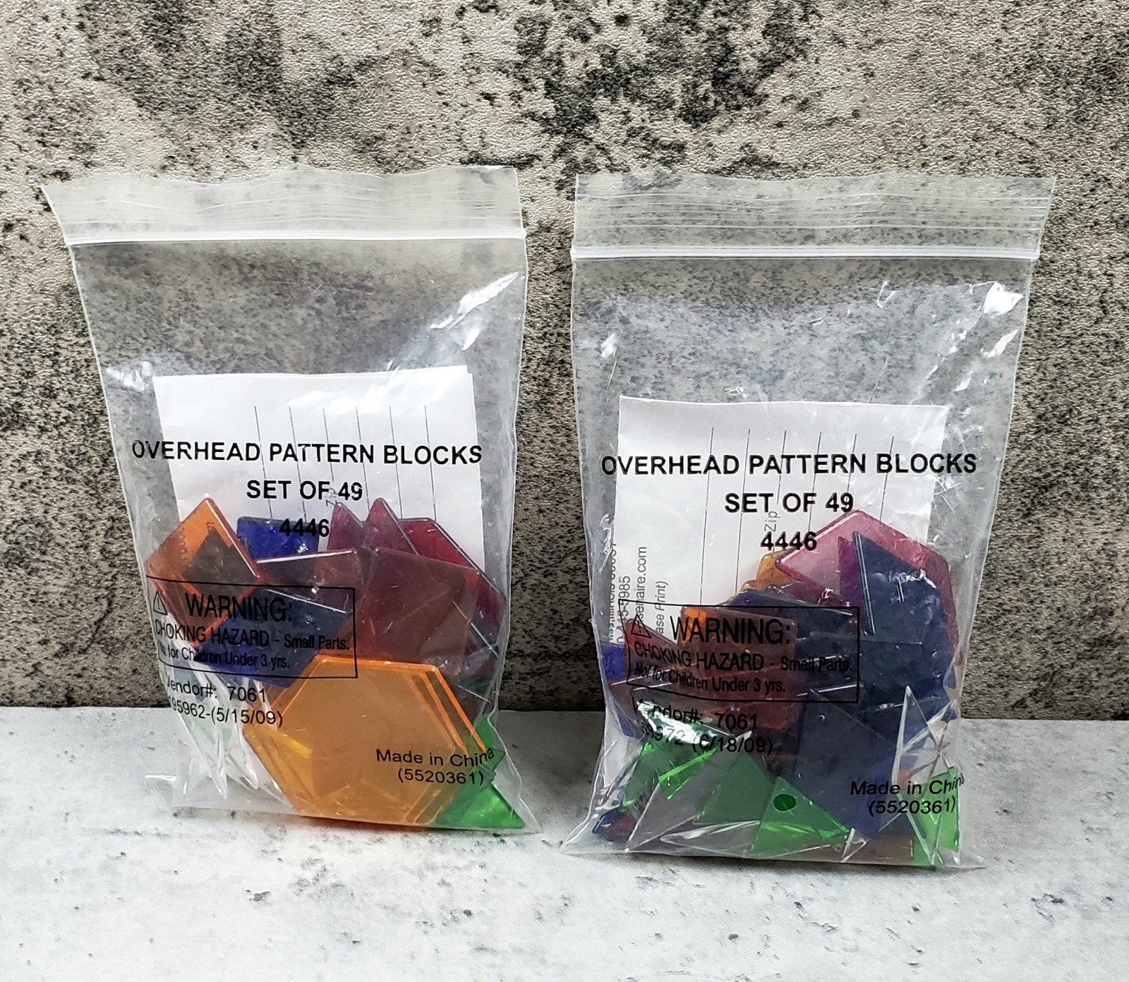 ETA Pattern Blocks Overhead Projector Acrylic Mosaic Shapes 2pks of 49pcs NEW
