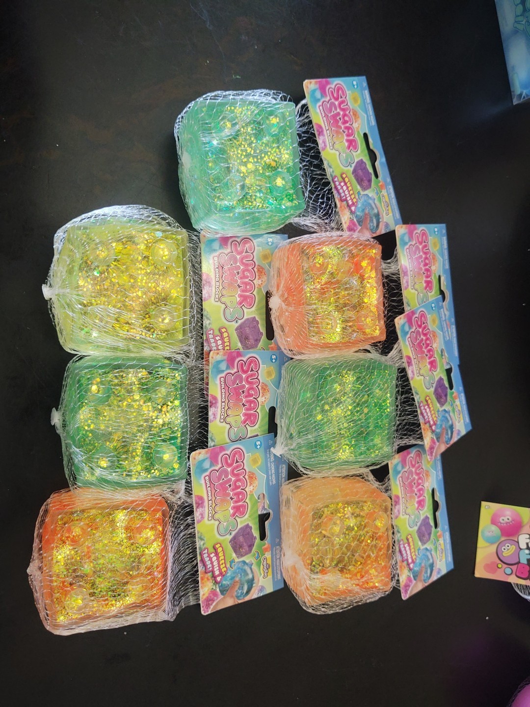 Lot Of 7 Sugar Swaps Building Blocks Glitter Squishy ORB NEW 🧡 💚 🟡