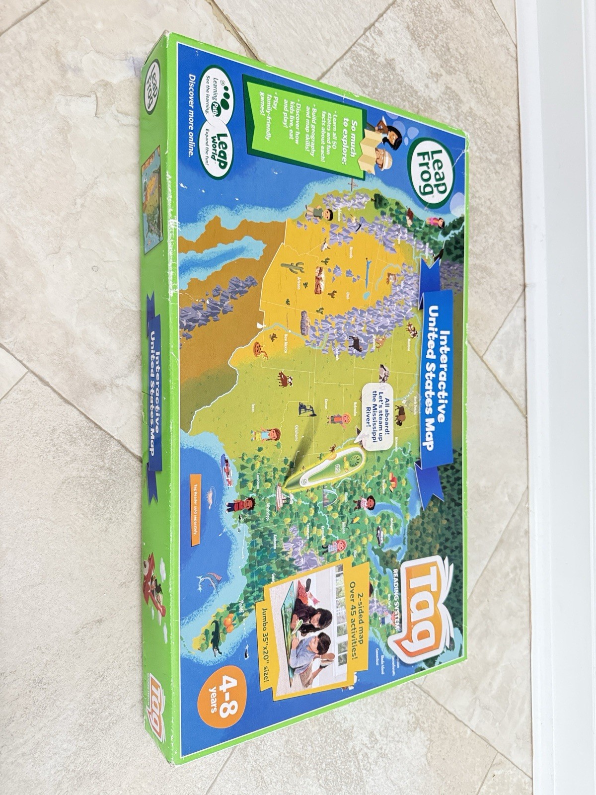Leap Frog Tag Interactive United States Map 2-Sided Jumbo 35″ x 20″ Used