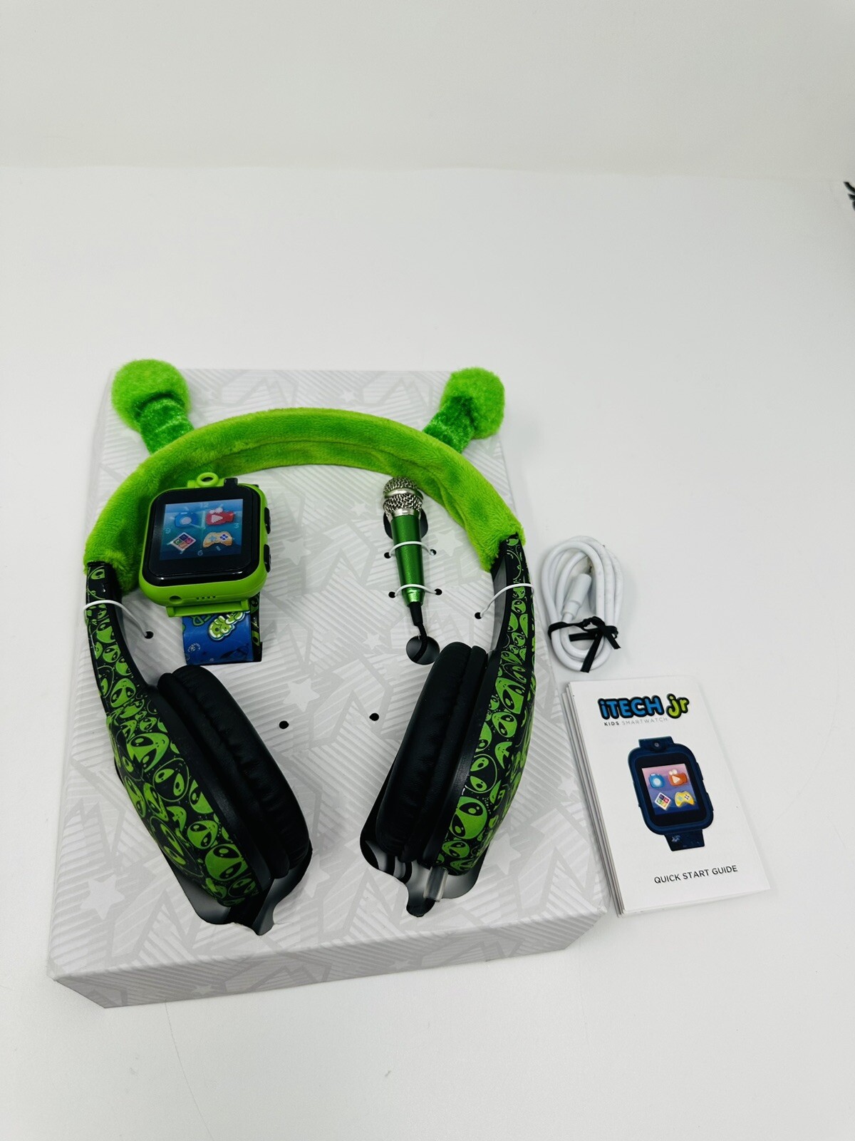 Unisex Kids Smartwatch with Mini Mic, Strap & Headphones – Green Alien( Open Box