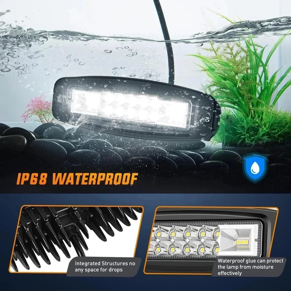 Nilight Flush Mount LED Pods 2PCS 6 Inch 60W LED Work Light Flood Spot Beam Comb