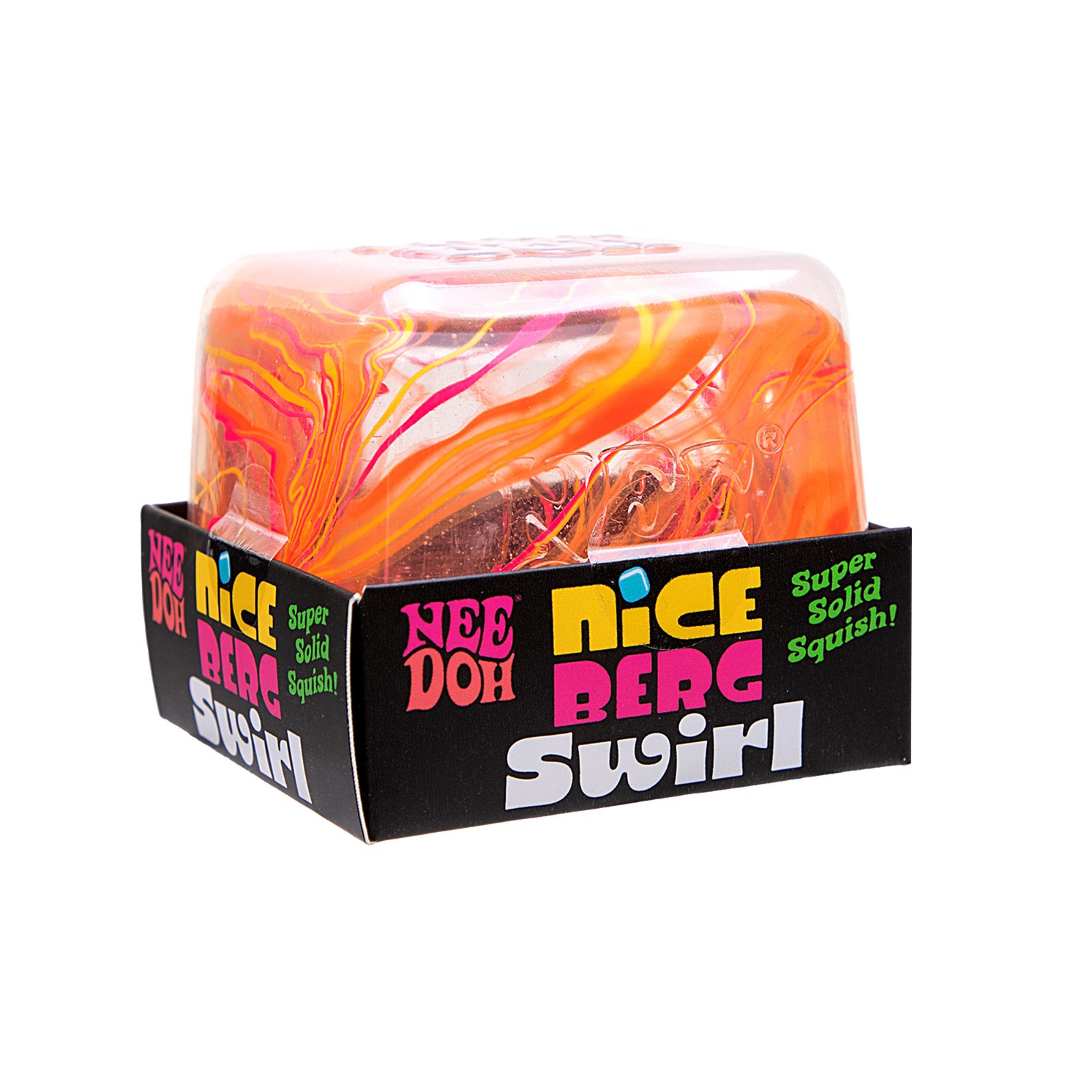 NeeDoh Nice Berg Swirl XL Giant Nee Doh Squishy Swirl Cube Orange Pink Yellow