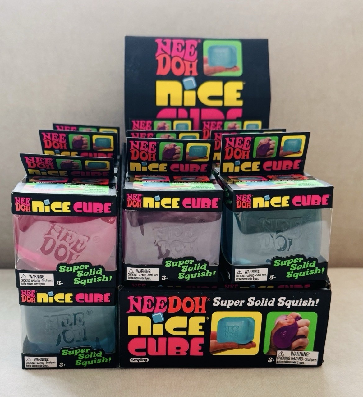 NEE DOH NICE CUBE BLUE,PINK,PURPLE SET OF 3 NEW!
