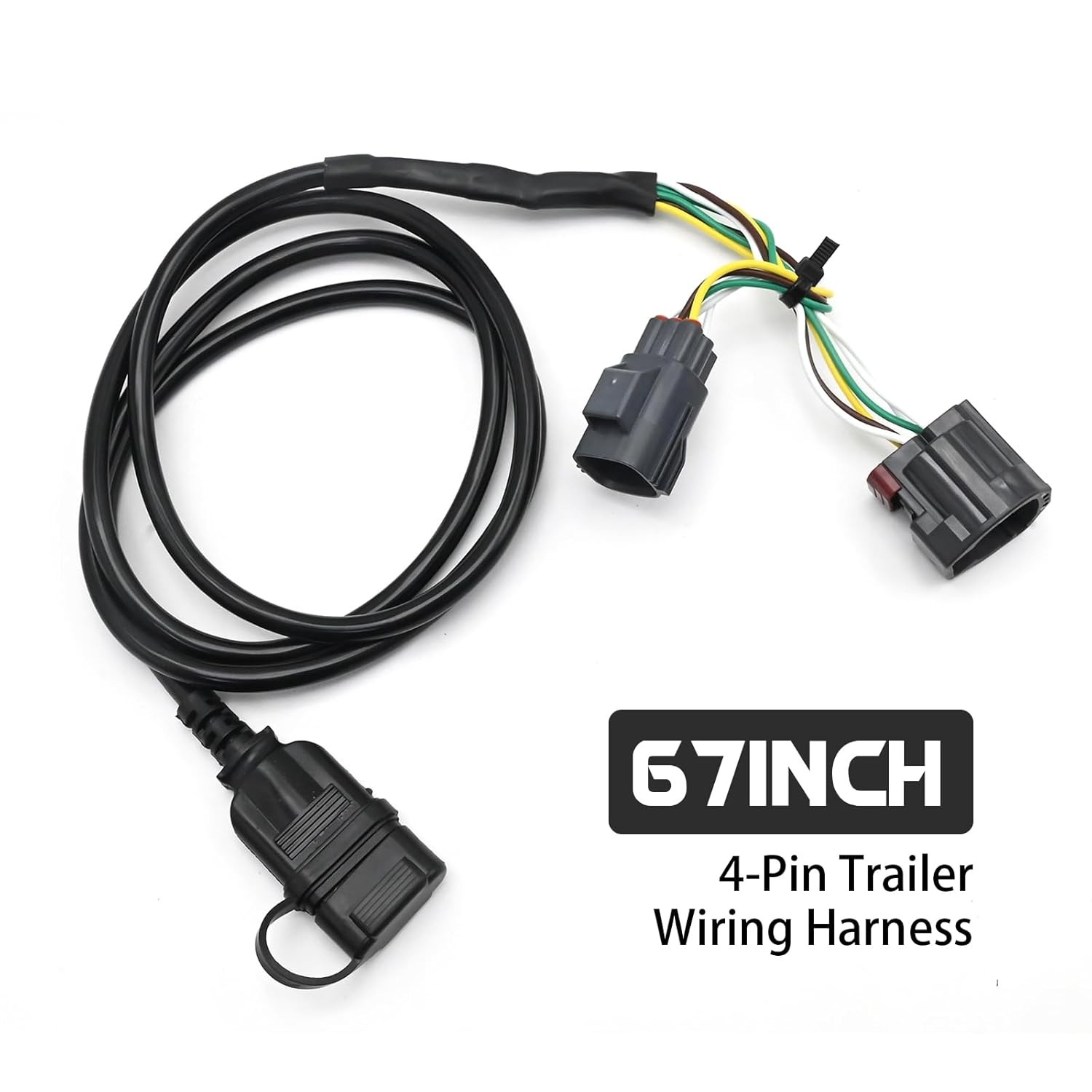 4-Pin Trailer Wiring Harness 67 Inches for Jeep Wrangler 2/4 Door 2007-20