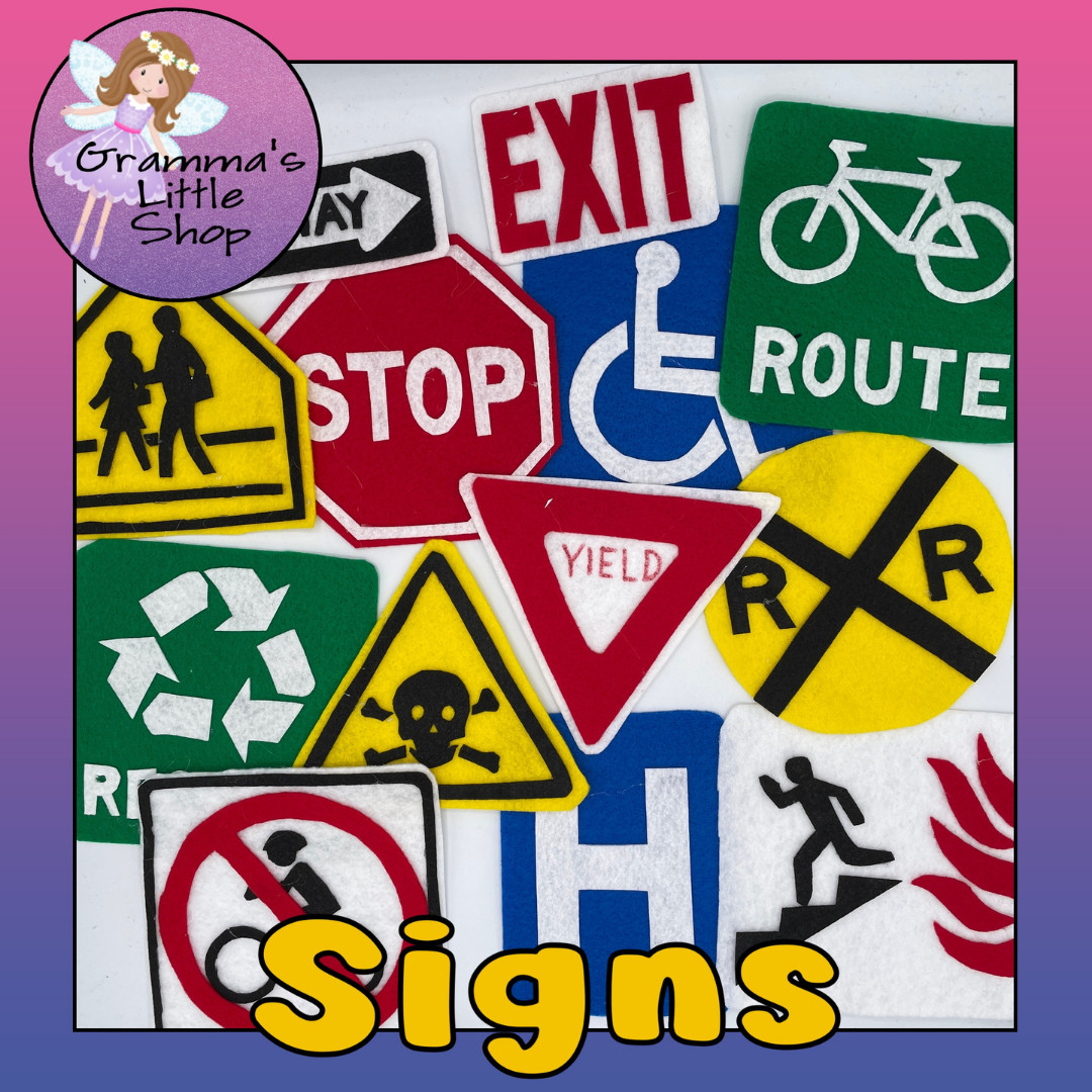 Safety Sign Set for Felt Story Sample Set for Felt /Flannel Board Play w/ Rhyme