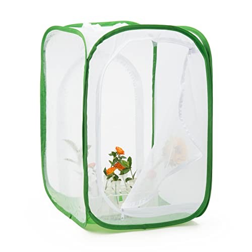 RESTCLOUD Butterfly Habitat Cage, Pop-up Insect Mesh Enclosure, 15.7×15.7×24 Inc