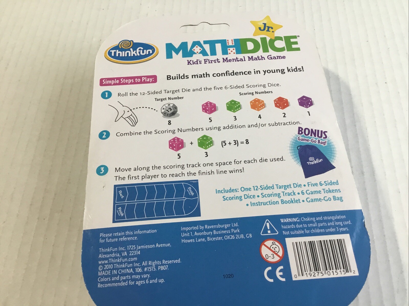 Thinkfun Jr. Math Dice Jr Kids First Mental Math Game Learning Ages 6+ *NEW