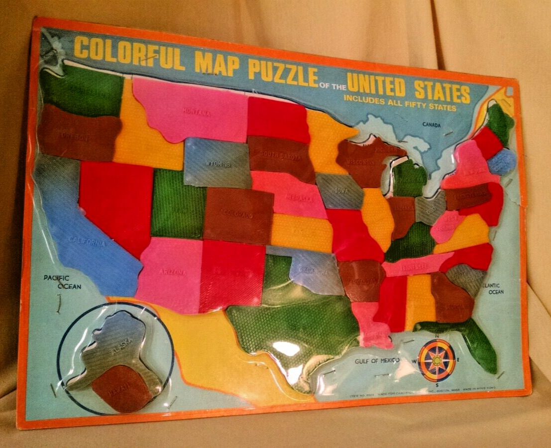 UNITED STATES MAP CHADWICK MILLER ITEM NO 90514 SET 2 PLASTIC COMPLETE HONG KONG