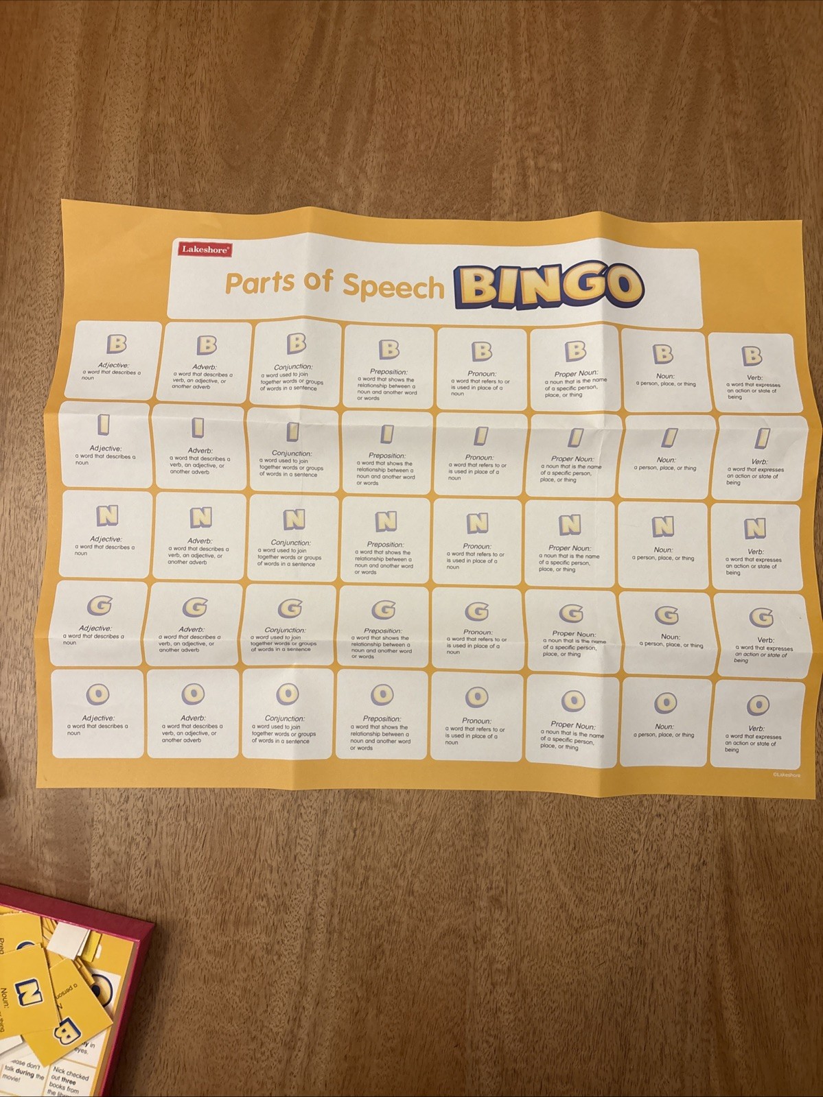 Lakeshore Parts Of Speech BINGO Learning Game Up to 36 Players Ages 8+