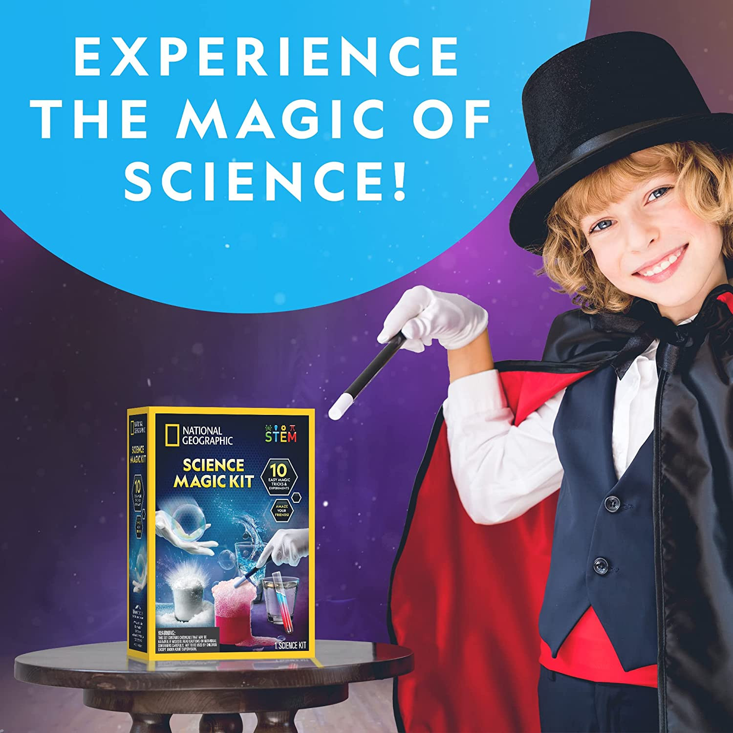 Blue Marble National Geographic Magic Chemistry Set – Science Kit for Kids with