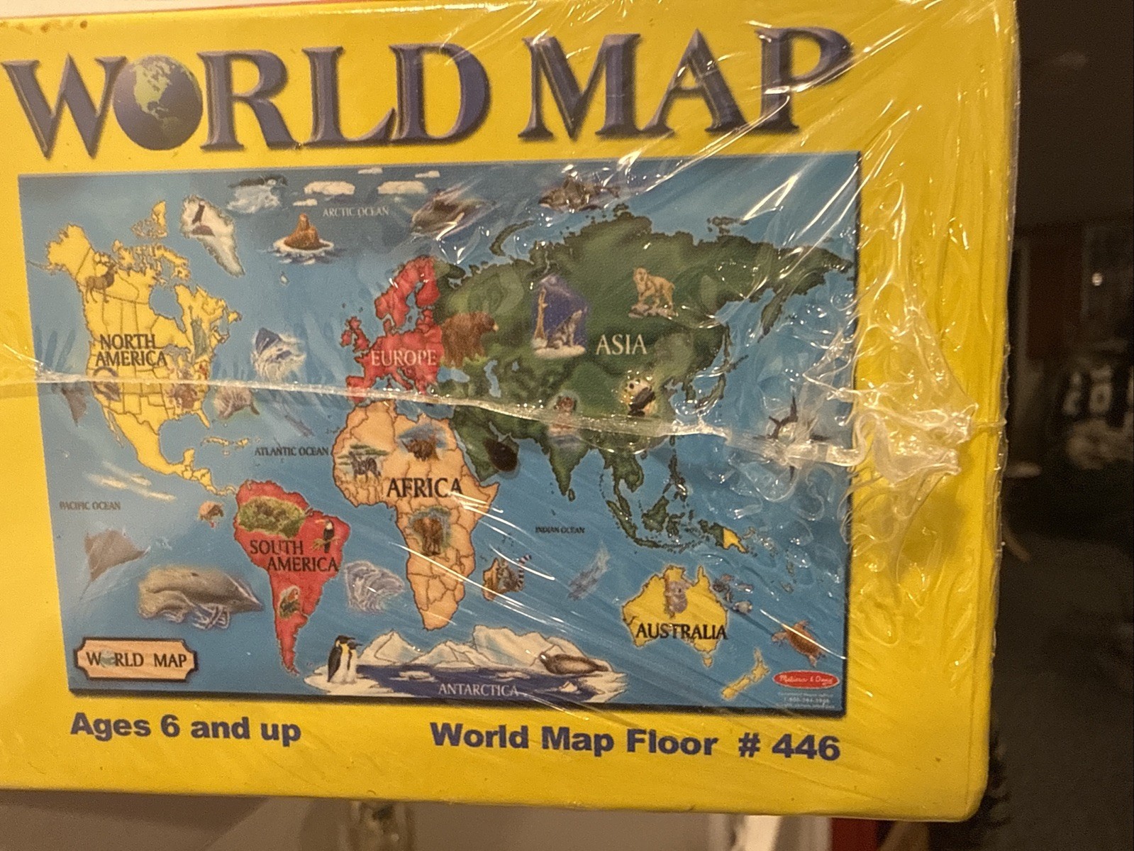 Melissa & Doug World Map #446 33 Jumbo Pcs Jigsaw Floor Puzzle Kids Ages 6+ NEW