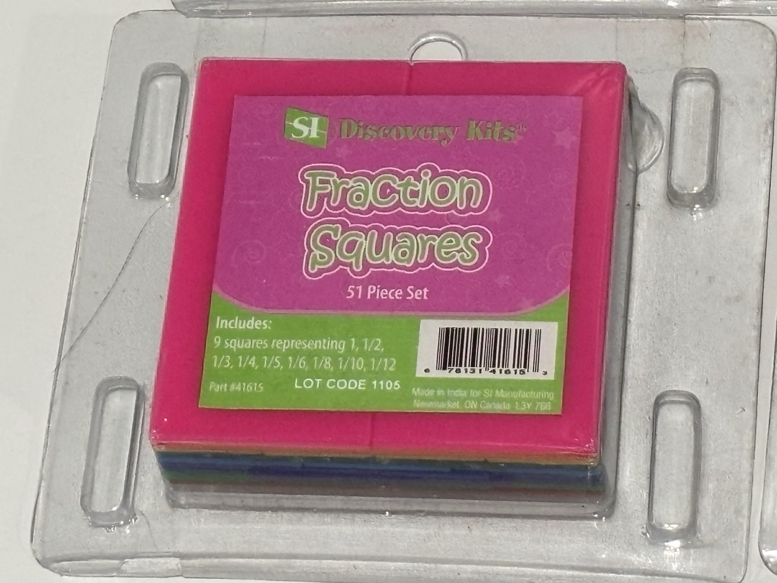 SI Discovery Kits Fraction Squares Multi-Color 51 Piece Set – Set Of 7