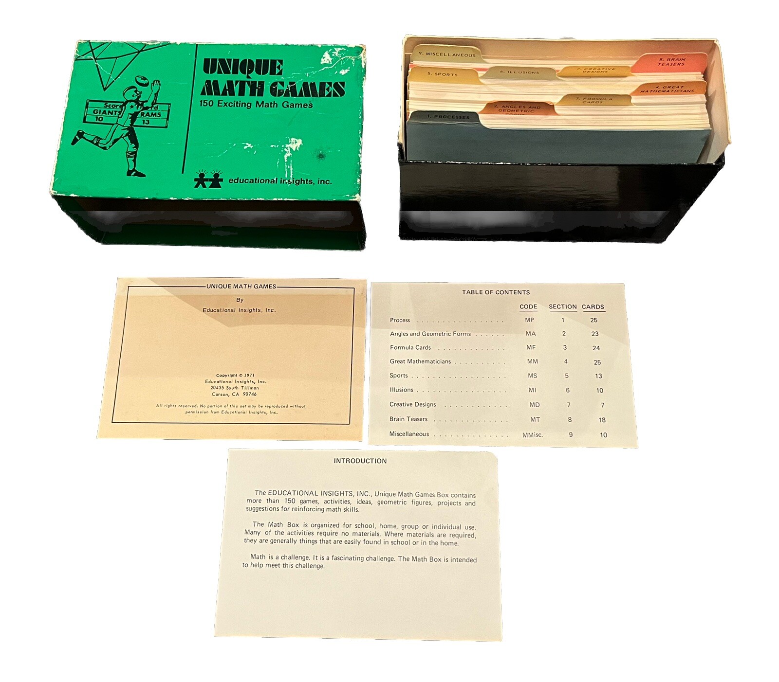 VTG 1971 Unique Math Games 150 Exciting Games Educational Insights – COMPLETE!!