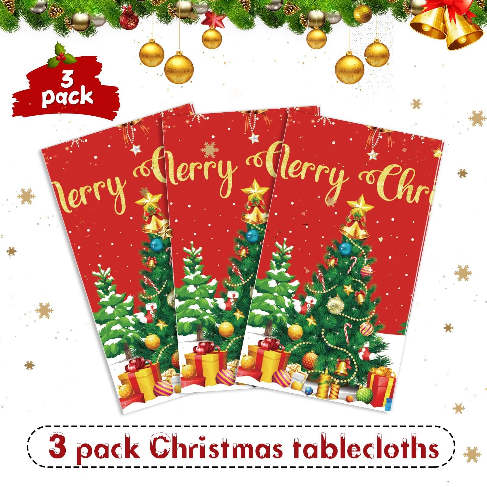Tiamon Christmas Tablecloth Decorations Rectangular Xmas Table Cover Plastic …
