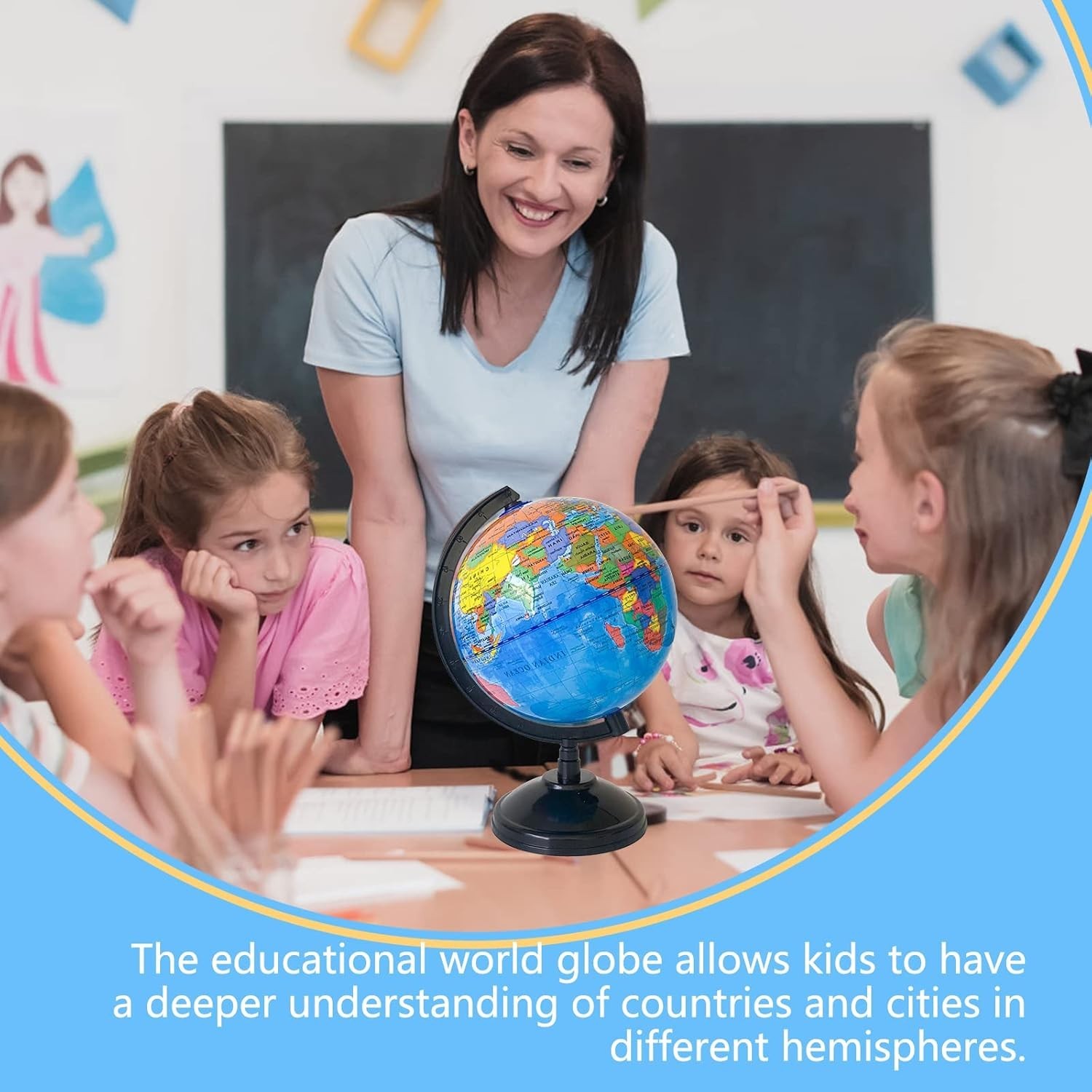 6” Geographic World Globe for Kids,Educational World Globe with Stand,Decora…