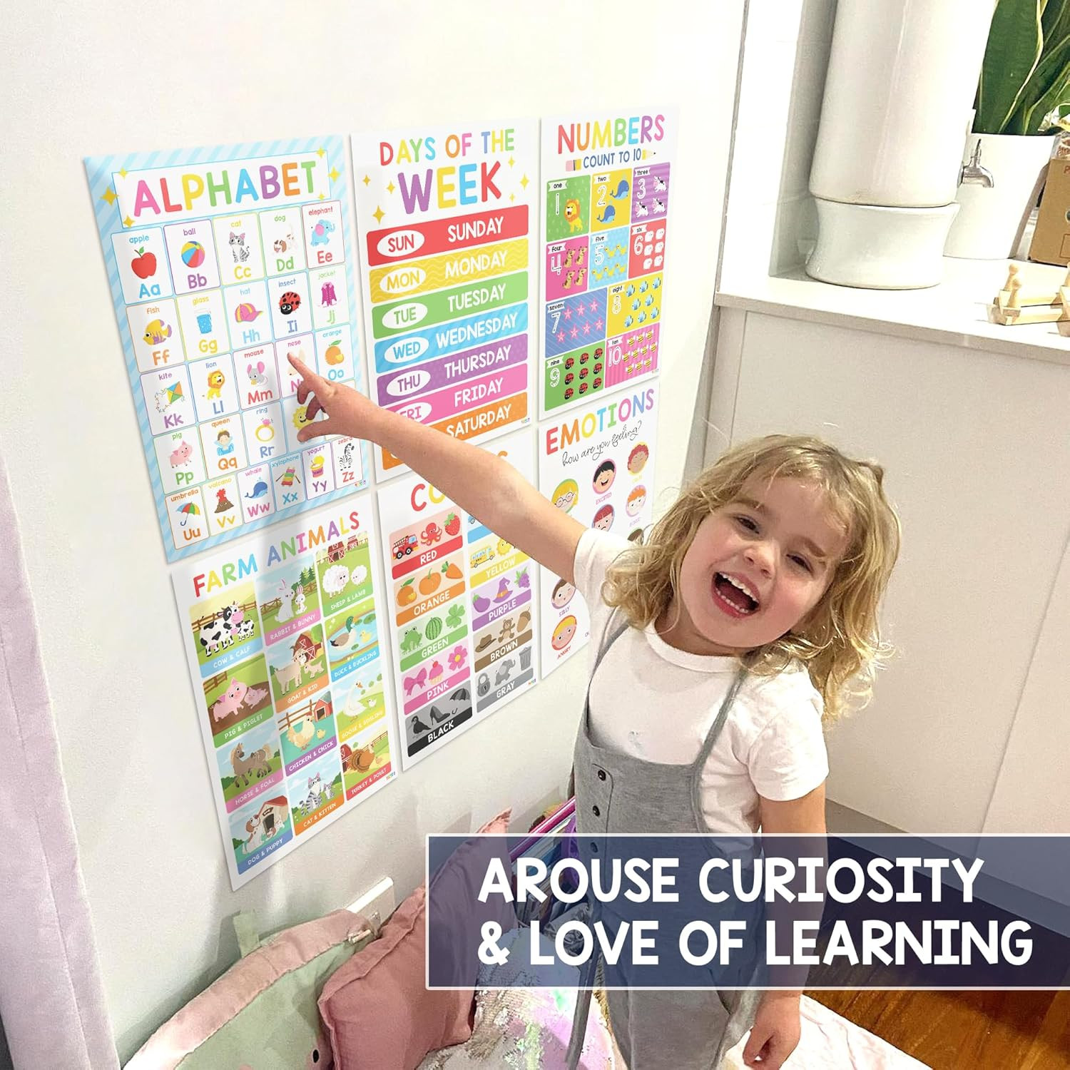 18 Laminated Educational Posters for Toddlers, Preschool Posters for Classroom,