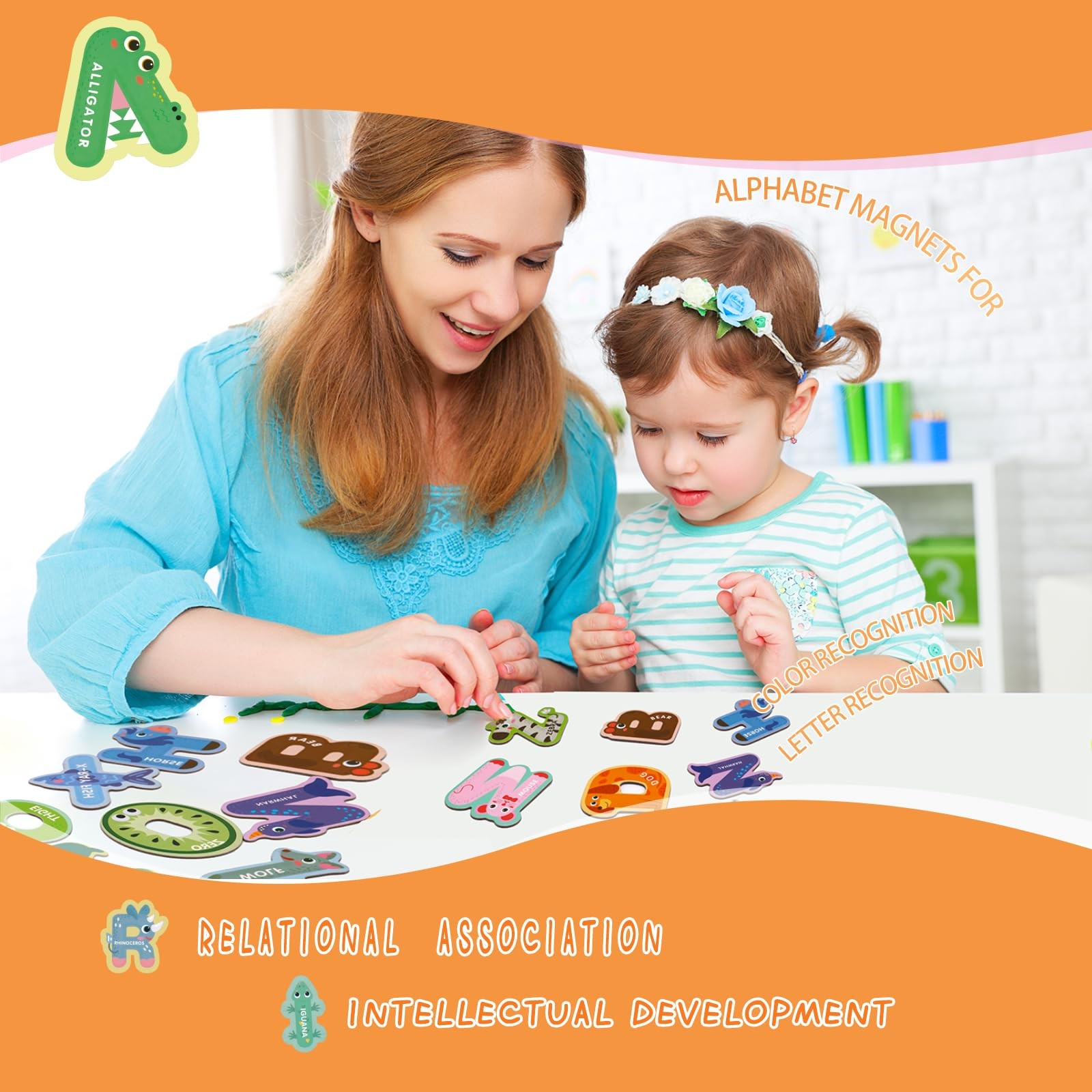 52PCS Magnetic Letters and Numbers Large Fridge Magnets Large, Multi Color